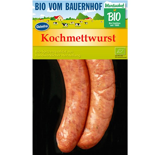 Fleisch und Aufschnitt für Wiederverkäufer : Bio Elsässer Kochmettwurst 2x90g