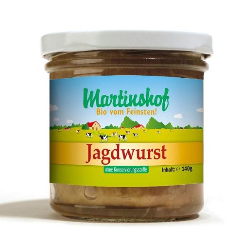 Fleisch und Aufschnitt für Wiederverkäufer : Bio Jagdwurst i. Glas