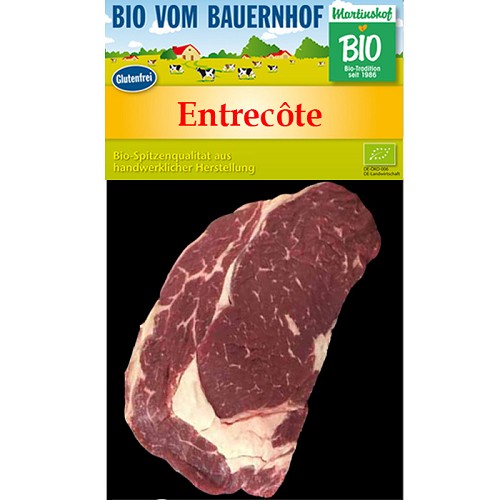 Fleisch und Aufschnitt für Wiederverkäufer : Bio Entrecôte 200g