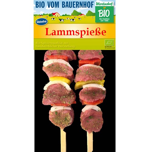 Fleisch und Aufschnitt für Wiederverkäufer : Bio Lammspieße  2x120g