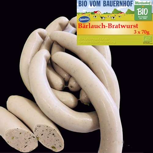 Bio Bärlauch-Bratwurst, 3er Skin - Saisonal- nur für kurze zeit!!