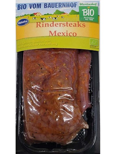 Fleisch und Aufschnitt für Wiederverkäufer : Bio Rindersteaks Mexico 2x200g